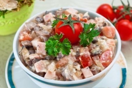 Салат с жареными шампиньонами — 7 рецептов вкусного салата