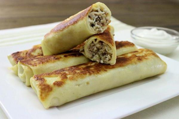 Вкусные и сытные блинчики с мясом. Рецепт от Юлии Высоцкой