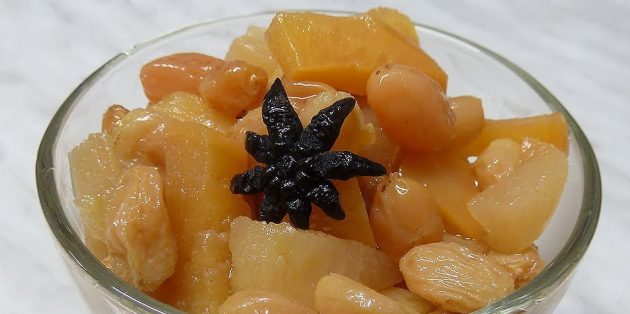 Блюда из репы: Репа с яблоками и изюмом в горшочках
