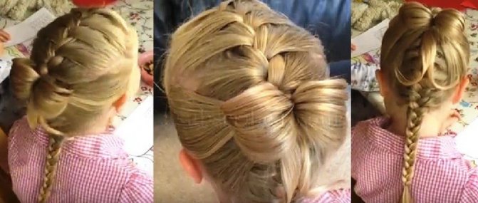 Французская коса с бабочкой из волос