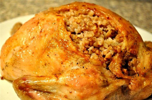 гусь с рисом и грибами