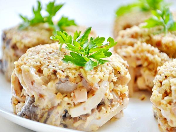 Салат с жареными шампиньонами — 7 рецептов вкусного салата