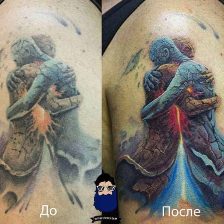 Коррекция тату на плече