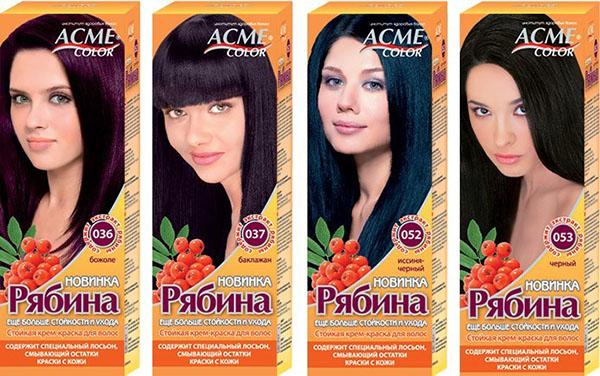 Краска Рябина палитра цветов черный и фиолетовый