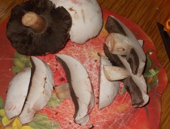 Нарезаем грибочки крупными кусочками
