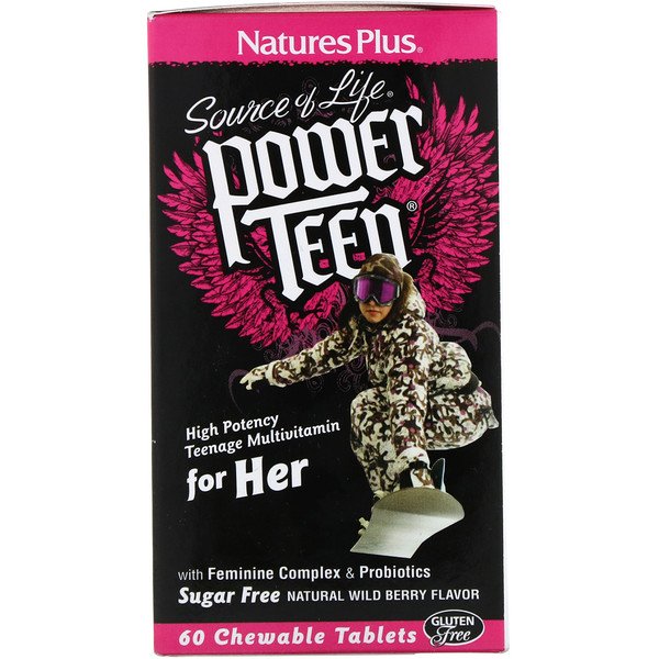 Nature's Plus, Source of Life, можный подросток, для нее, Без сахара, натуральный вкус лесных ягод, 60 жевательных таблеток