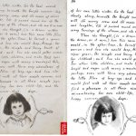 Последняя страница рукописи «Алиса под землёй» с рисунком и вклеенной на его место фотографией. Автор рисунка и фото — Льюис Кэрролл