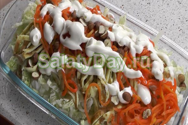 Салат из блинчиков и ветчины