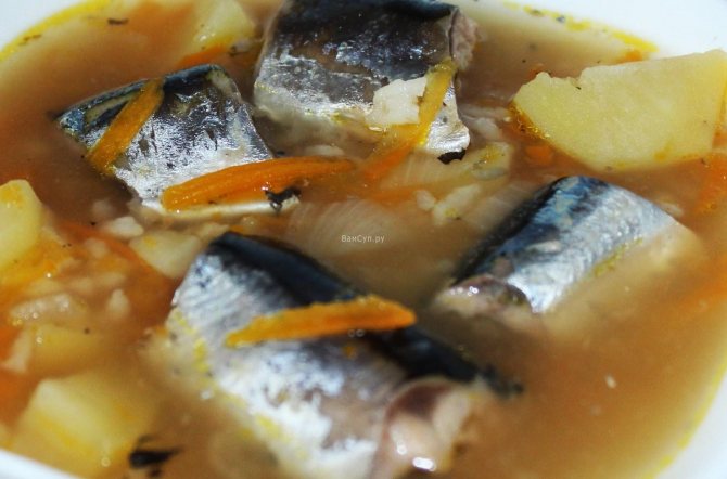 Суп из сайры с рисом и картошкой